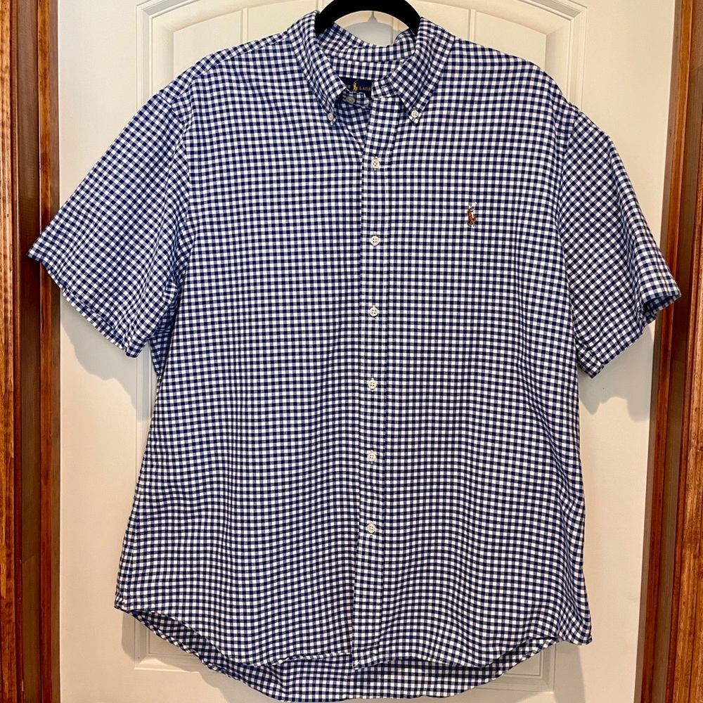 Men's Polo by Ralph Lauren button down gingham shirt. Size XL, like new!